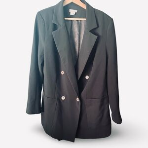 City Chic Double-Breasted Black Blazer